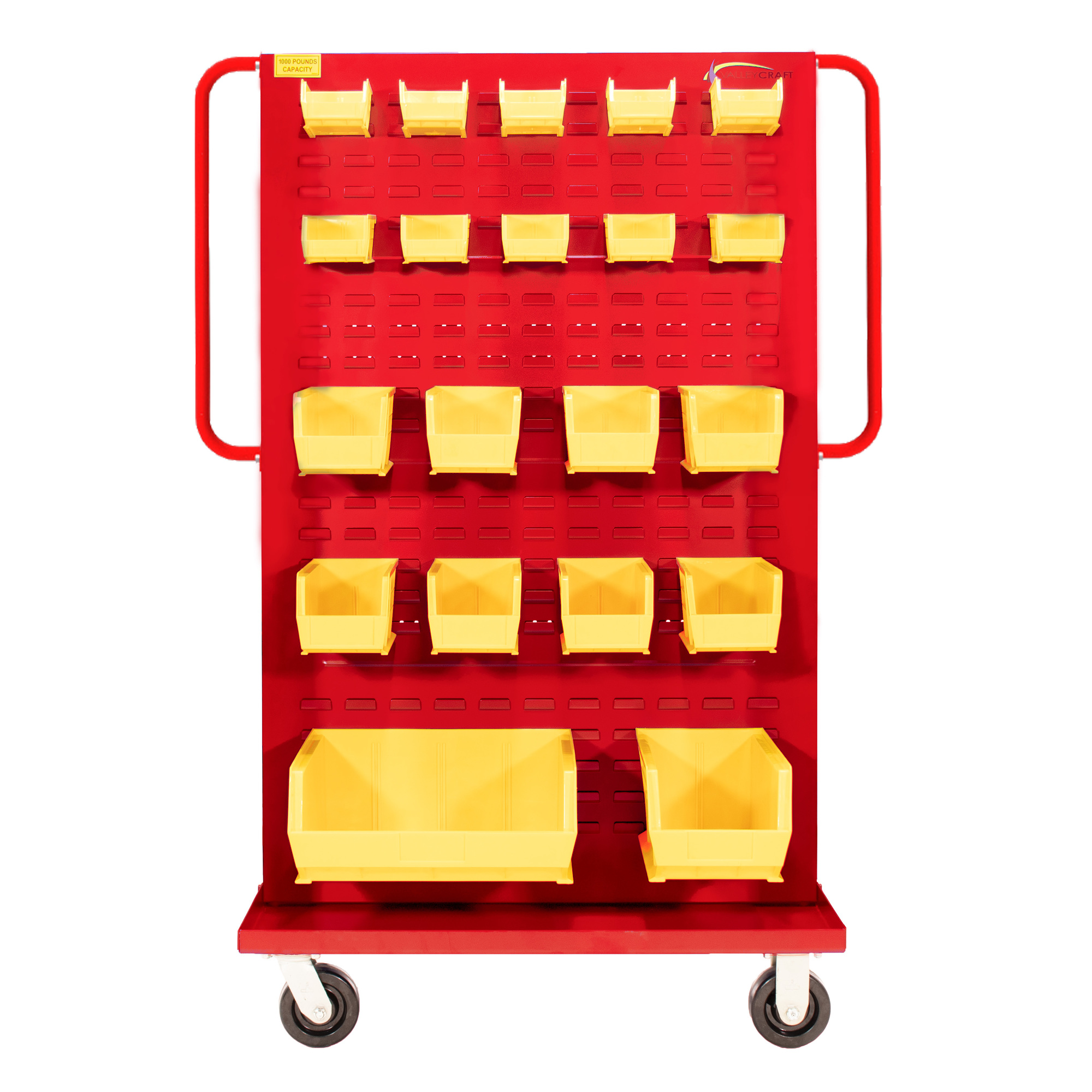 Valley Craft, Bin Tool A-Frame Cart, Louvered Panels, Total Capacity 1000 lb, Material Steel, Model# F89552R